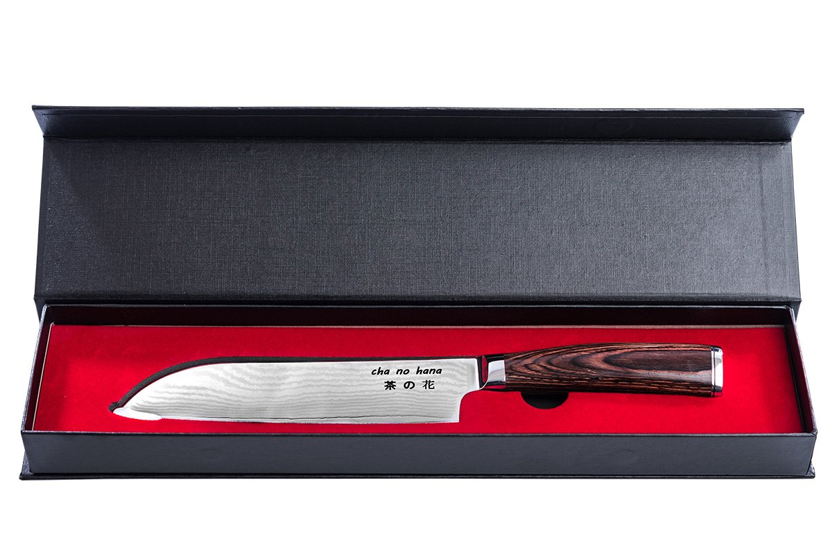 Couteau Santoku lame en acier de damas 18 cm