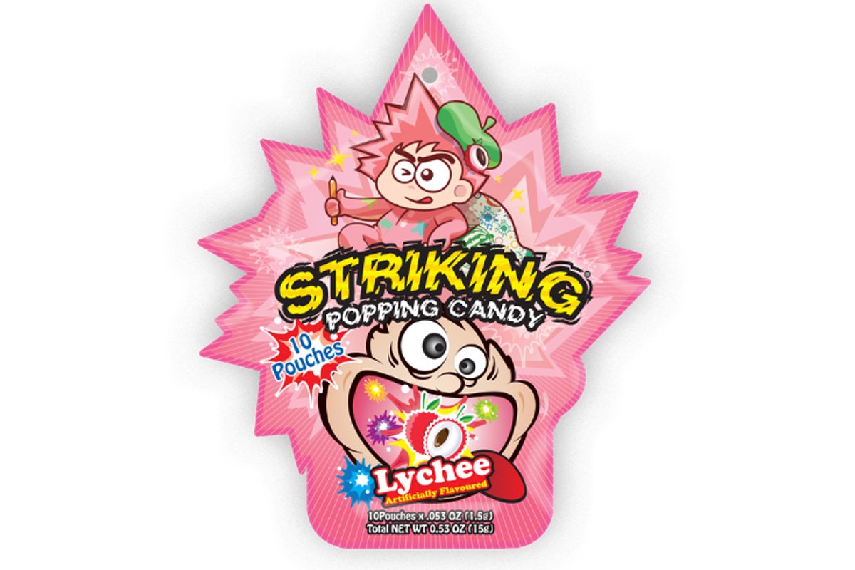 Sucre p&eacute;tillant Striking saveur litchi - Popping Candy - 10 x 1,5 g (15 g)