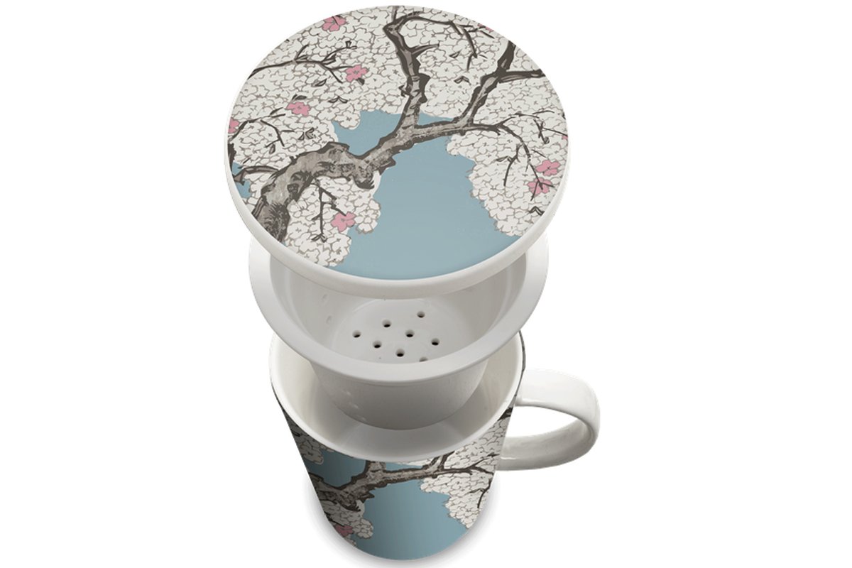 Mug avec infuseur pour le thé et couvercle arbre