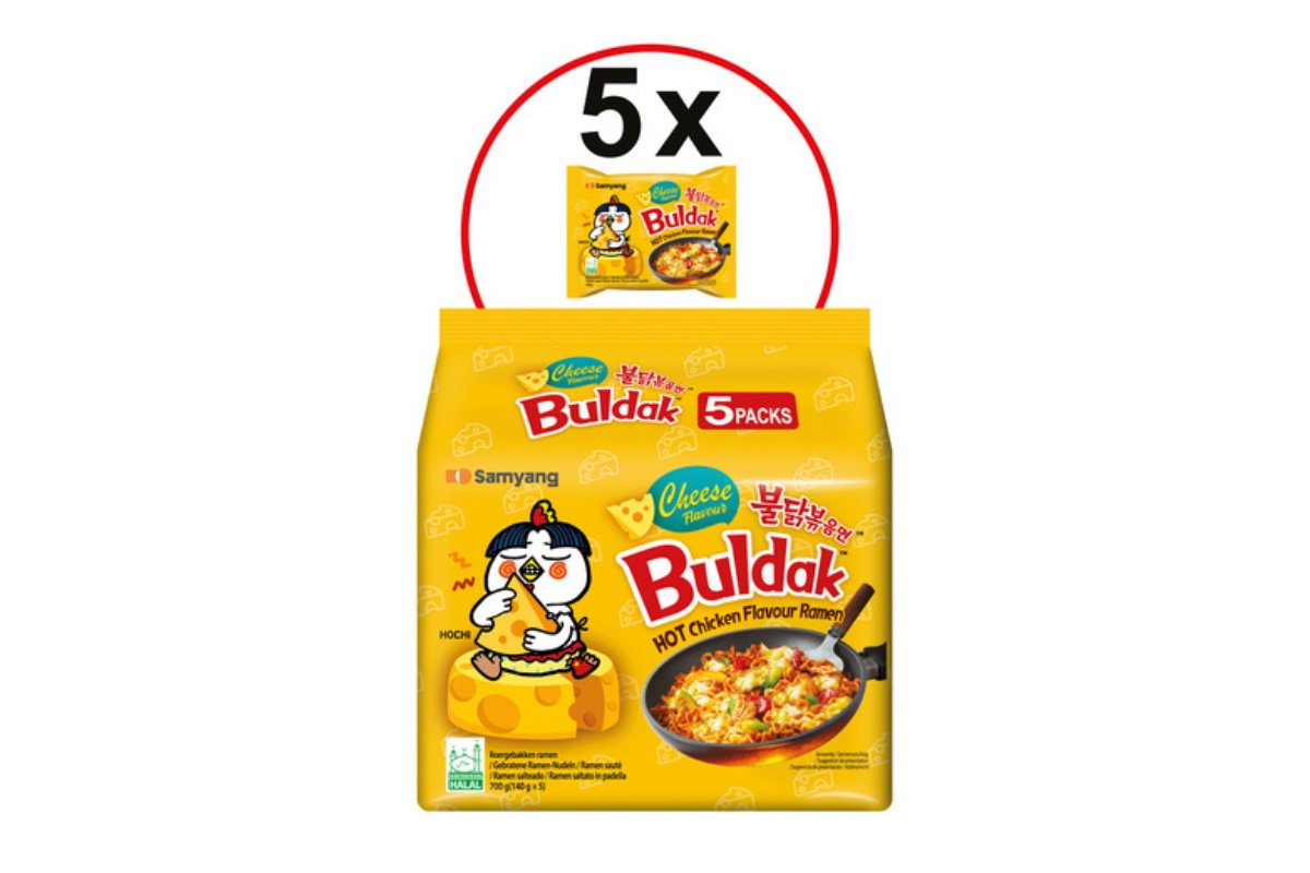 Buldak Samyang saveur fromage - Nouilles instantan&eacute;es cor&eacute;ennes poulet &eacute;pic&eacute; - 140 g