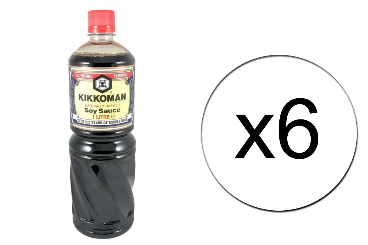 Lot de 6 bouteilles de 1 litre de sauce soja salée Kikkoman - 6 x 1 L