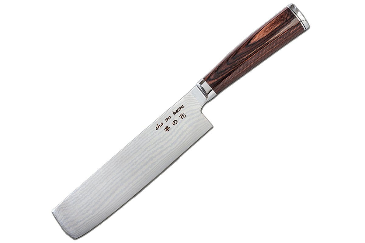 Couteau Nakiri lame en acier de damas 18,5 cm