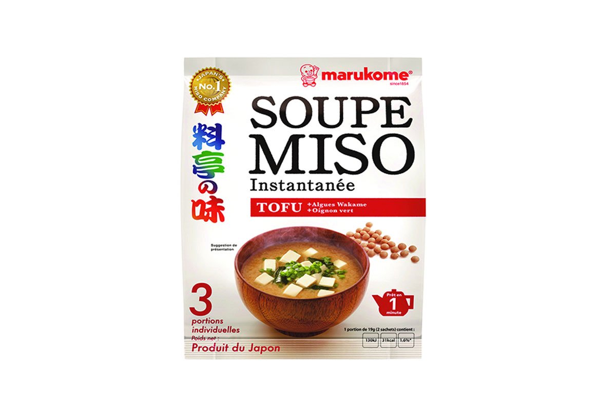 Soupe miso inst. végétarienne - Tôfu frit & wakamé 152g Marukome