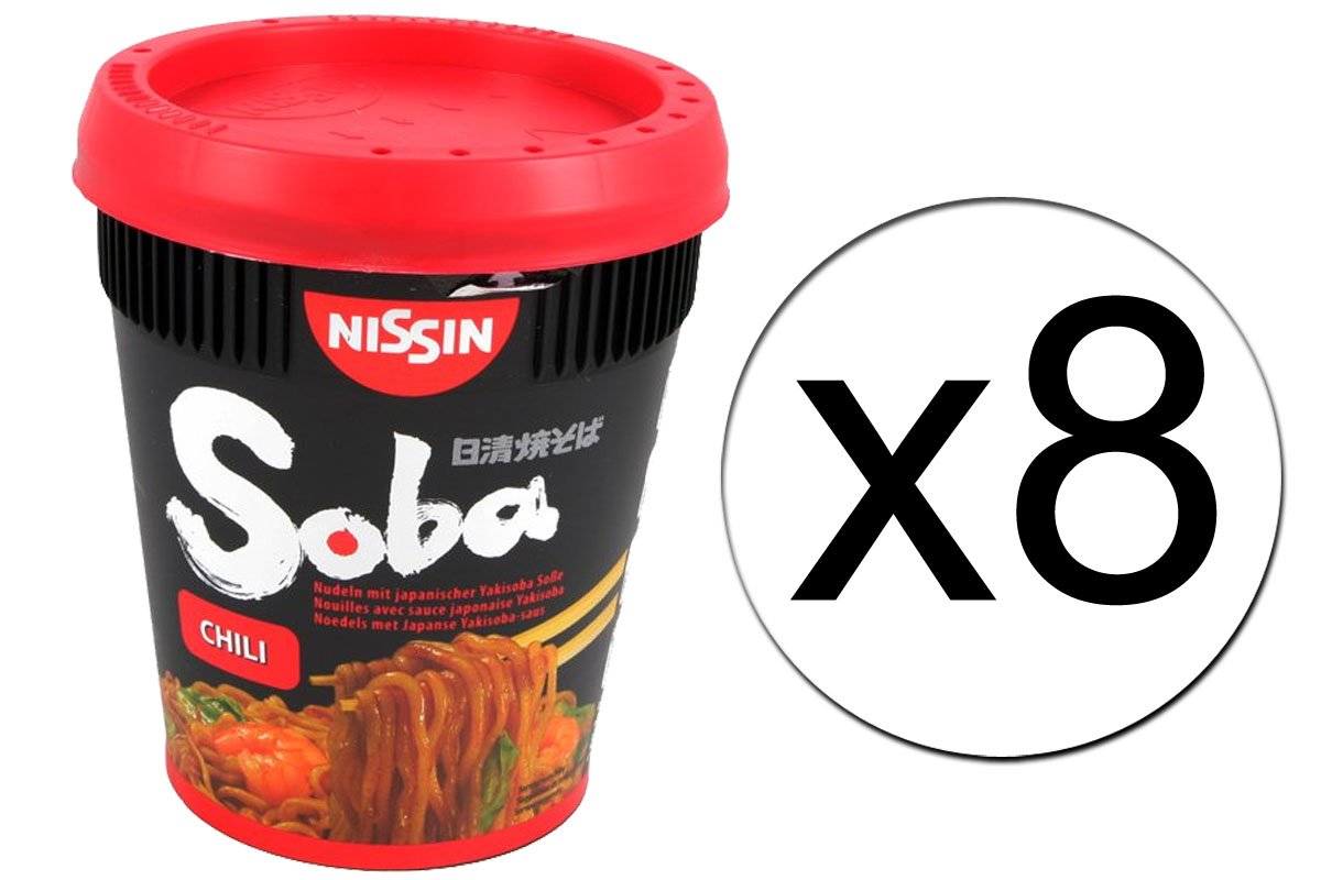 Lot de 8 cup noodles de nouilles yakisoba instantanées sauce chili - 8 x 92g