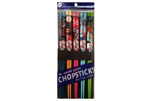 Lot de 5 paires de baguettes colorées Maneki Neko Lot de 5 paires de baguettes colorées Maneki Neko