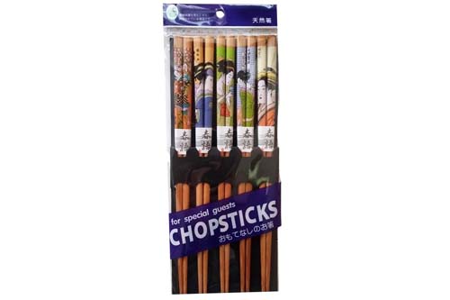 Lot de 5 paires de baguettes estampes de Geisha Lot de 5 paires de baguettes estampes de Geisha