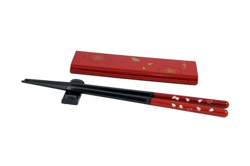 Baguettes et étui rouge - 21cm