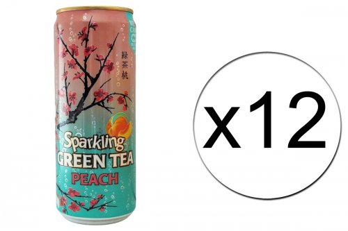 Lot de 12 canettes de thé vert pétillant à la pêche Arizona - 12 x 33cl
