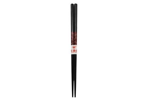 Paire de baguettes noires et bordeaux en bois