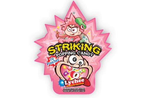 Sucre p&eacute;tillant Striking saveur litchi - Popping Candy - 10 x 1,5 g (15 g)