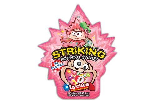 Sucre p&eacute;tillant Striking saveur litchi - Popping Candy - 20 x 1,5 g (30 g)