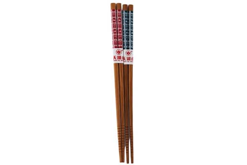 Lot de 2 paires de baguettes en bois motifs géométriques Lot de 2 paires de baguettes en bois motifs géométriques