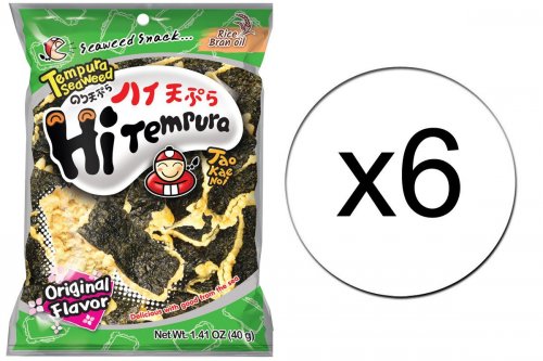 Lot de 6 paquets de chips d'algues et tempura goût original Tao Kae Noi - 6 x 40g Lot de 6 paquets de chips d'algues et tempura goût original Tao Kae Noi - 6 x 40g