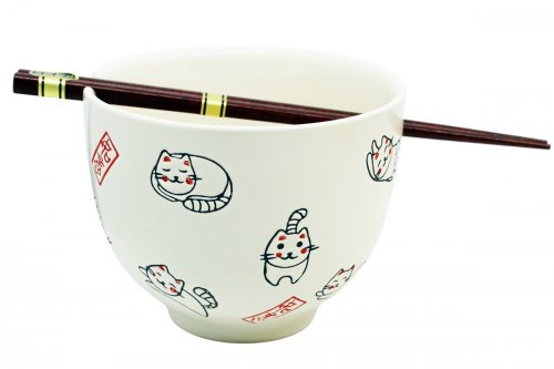 Bol repose baguettes motifs chats et baguettes - 13cm Bol repose baguettes motifs chats et baguettes - 13cm