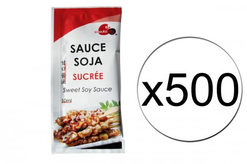 Lot de 500 dosettes de sauce soja sucrée Miharu - 500 x 10ml Lot de 500 dosettes de sauce soja sucrée Miharu - 500 x 10ml