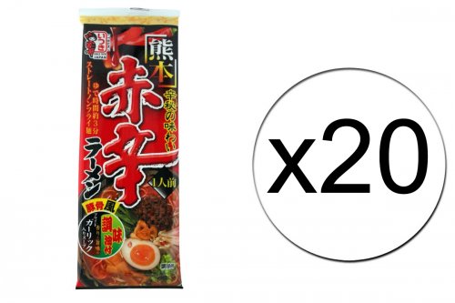 Lot de 20 paquets de ramen avec bouillon épicé et ail de Kumamoto - 20 x 103g Lot de 20 paquets de ramen avec bouillon épicé et ail de Kumamoto - 20 x 103g