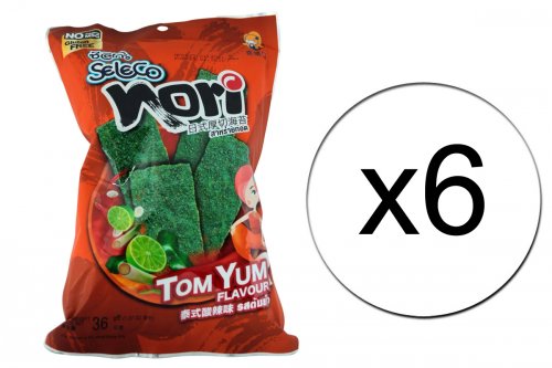 Lot de 6 sachets de chips d'algues nori goût Tom Yum - 6 x 36g