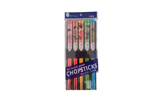 5 paires de baguettes "geisha" couleurs