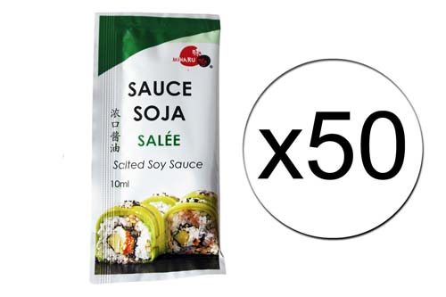 Lot de 50 dosettes de sauce soja salée - Miharu - 10ml