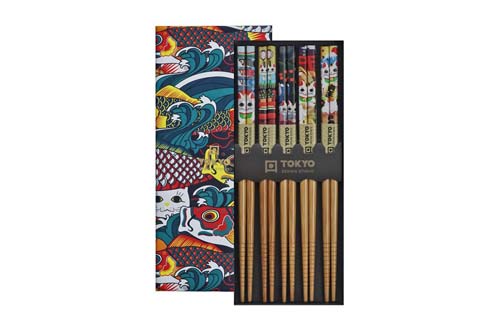 Coffret de 5 paires de baguettes Maneki Neko et Koinobori Coffret de 5 paires de baguettes Maneki Neko et Koinobori