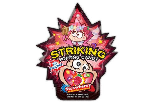 Sucre p&eacute;tillant Striking saveur fraise - Popping Candy - 20 x 1,5 g (30 g)