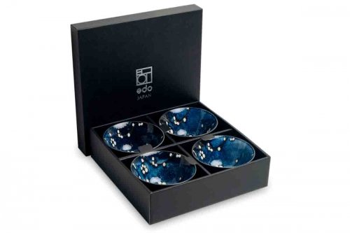 Coffret 4 bols bleu Hana - 13cm Coffret 4 bols bleu Hana - 13cm