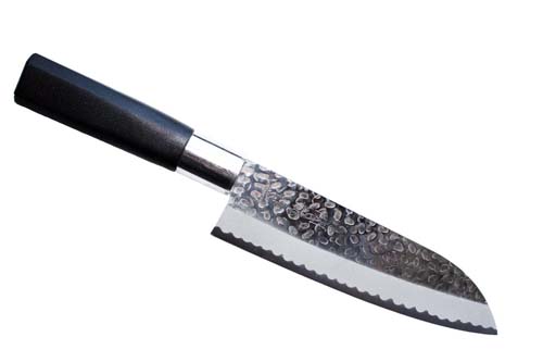 Couteau Santoku lame acier inoxydable martelée 16,5cm